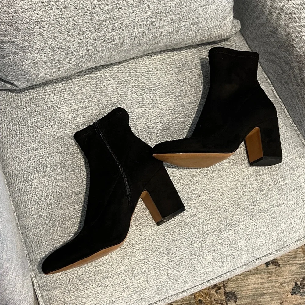 Steven Lieve Black Suede Pointed-Toe Sock Boots - Picture 3 of 11